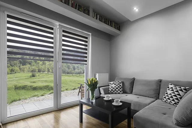 Roman Blinds installed in a customer living room